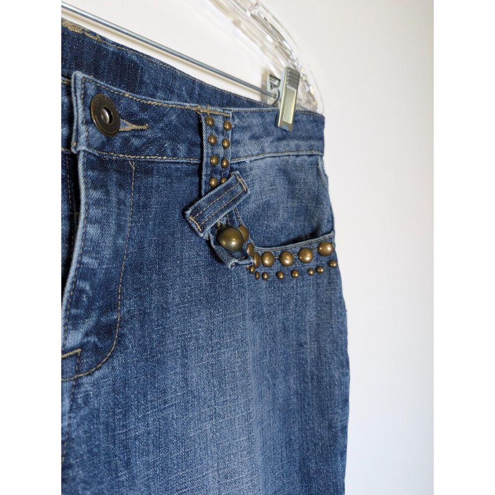 Beverly's Embellished Capri Jeans 10 Zebra Feather Fringe Studded Y2K Eclectic - Picture 12 of 16